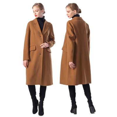 China 2020 other classic women's elegant solid color winter coat mid length thicken warm cashmere woolen coat for women for sale