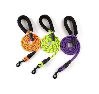 China Large Padded Mountaineering Running Tracking Reflective Soft Handle Nylon Rope Dog Leash for sale