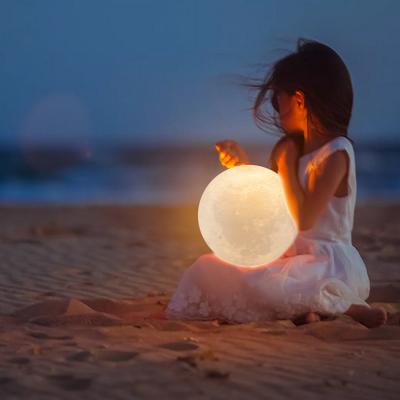 China Eco-friendly 8-24cm LED Night Light 3D Printing Warm Moon Lamp and Cool White Dimmable Touch Control for sale