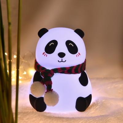 China Asian Night Light for Kids, Smiling Eyes Panda Nursery Lights, USB Rechargeable LED Silicone 7-Color Lamp for Girls and Boys Bedrooms for sale