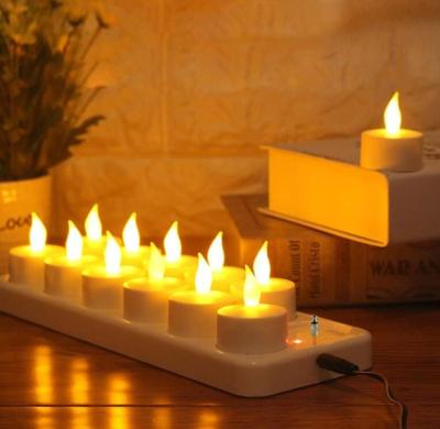 China Birthday Tealights LED Multicolor Remote Control Rechargeable Flameless Flicker Candle for sale