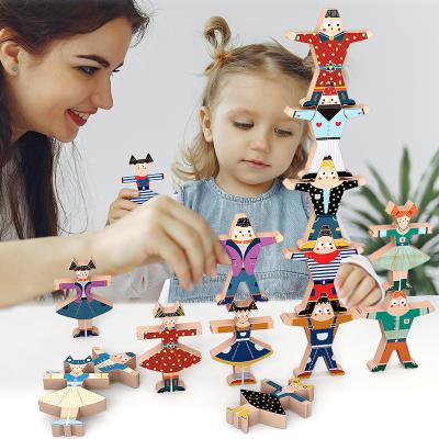 China Wooden Building Blocks Wooden Educational Kindergarten Beam Balance Beam Figures Children Toys Early Education Toys for sale