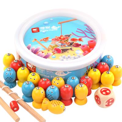 China 3d Wooden Wooden Fishing Toys Fish Toys Cat Toys Fishing Children Puzzle Game Education for sale