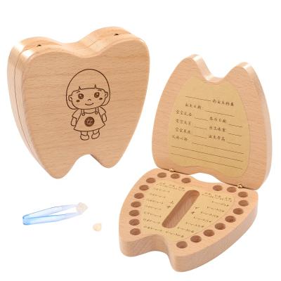 China China Deciduous Wooden Tooth Box Baby Lost Tooth Collection Box For Childhood Memorial Collection for sale