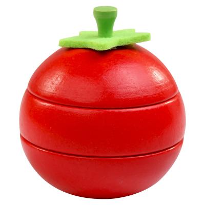 China 2021 Fun and durable new product simulation wooden tomato cutting food baby enlightenment toy for sale