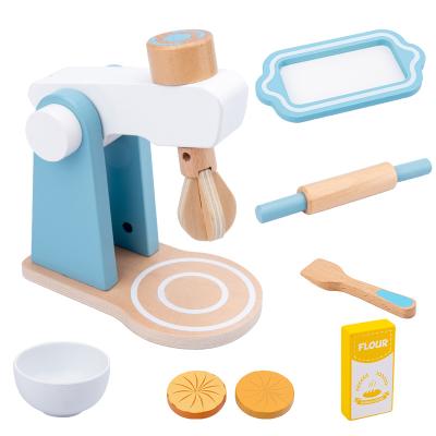 China Fun and Durable New Kids Kitchen Set Mixer Cooking Wooden Role Playing Mixer Set Toy for sale