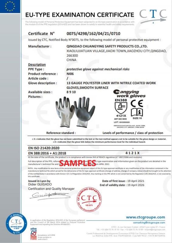 CE - Qingdao Chuangying Safety Products Co., Ltd.