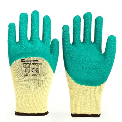 China General Handling Wrinkle Resistant Latex Surface Half Coated Premium Quality Gloves Safety Work for sale