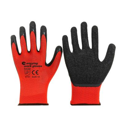 China Custom mechanic gloves en388 logo medi grip gloves 13g polyester latex coated mechanic work gloves for sale