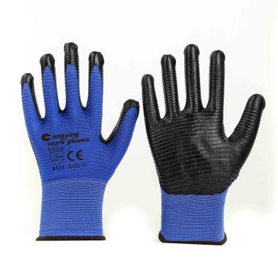 China Premium Quality General Handling Blue Nitrile Coated Gardening Gloves Anti Slip And Good Grip Work Gloves for sale