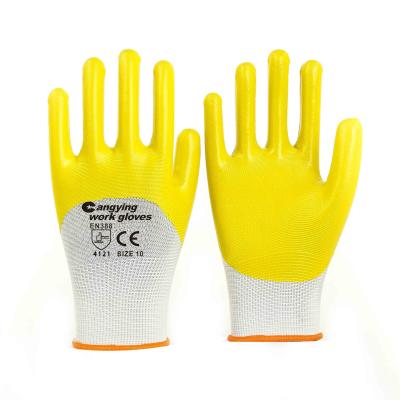 China General handling factory new products yellow nitrile gloves hand gloves garden gloves en388 for sale