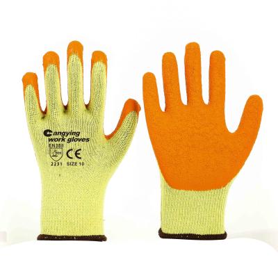 China Builders work gloves china factory wholesale cotton knitted with ply latex coated hand protection gloves safety gloves construction for sale