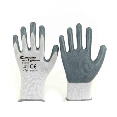 China Palm coated 13 gauge nitrile gloves en388 construction gloves china manufacturer high quality work gloves en388 for sale