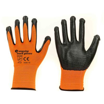 China Premium Good Grip Black Mechanical Gloves Palm Dipped Nitrile Working Gloves Gardening Gloves for sale