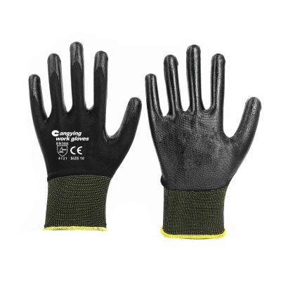 China China Manufacturer General Handling Gloves Black Polyester Custom Gardening Black Nitrile Coated Work Gloves for sale