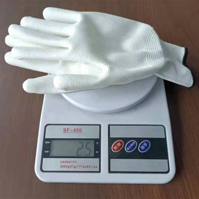 China Breathable White Anti Static Nylon PU Coated Hand Gloves Anti Slip PU Gloves Nylon PU Work Glove for sale