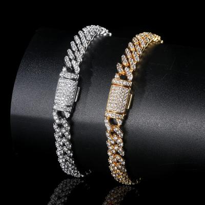 China Simple Cuban Bracelet 8mm Mini Miami Prong Cuban Link Male Diamond Hip Hop Bracelet for sale