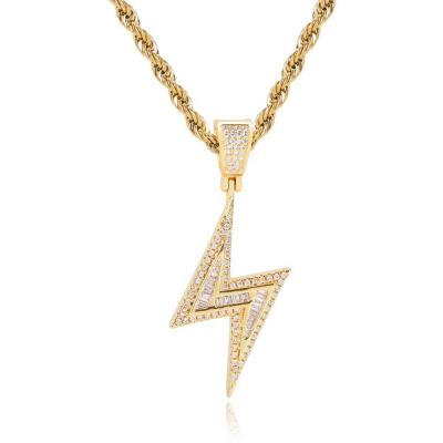 China Iced Out Logo Flash Necklace , 18K Gold Hip Hop Flashing Pendant For Men for sale