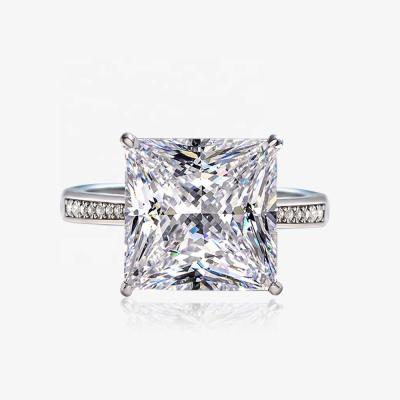 China Iced Out Princess Cut Gemstone Ring, 925 Sterling Silver Engagement Ring 5A CZ Yellow Citrins for sale