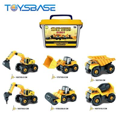 China Hot Selling Plastic Kids Excavator Assembled Diy Contruction Truck Plastic Toys for sale