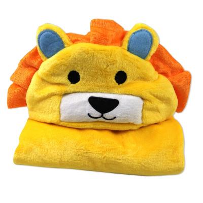 China Anti-pilling Softest Natual Flannel Blanket To Hooded Baby Bath Towel With Animal Head for sale