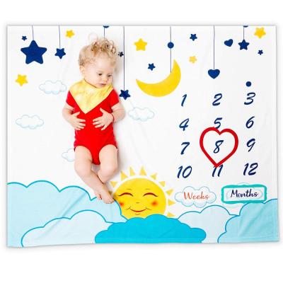 China Milestone Baby Fleece Blanket Monthly Thick Super Soft Birthday Photography Soft Anti-pilling Throw for sale