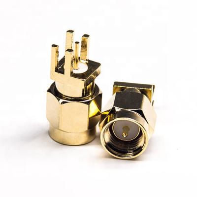 China RF SMA Male Coaxial RF Plug Connector PCB Straight Wire Goldplated for sale