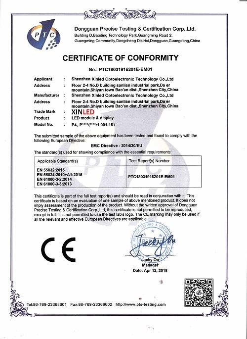 CE - Shenzhen Xinled Optoelectronics Technology Co., Ltd