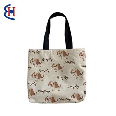 China Reusable Low Moq Ins Fashion Woman Shoulder Custom Printing Cute Large Canvas Shopping Tote Bags for sale