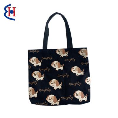 China Reusable Hot Selling Woman Shoulder Eco Friendly Custom Printing Cute Large Canvas Shopping Tote Bags for sale