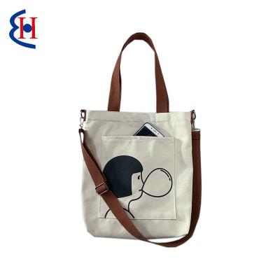 China Customized Eco-Friendly Wholesale Reusable Cotton Canvas Girl Organic Reusable Shoulder Tote Bag for sale