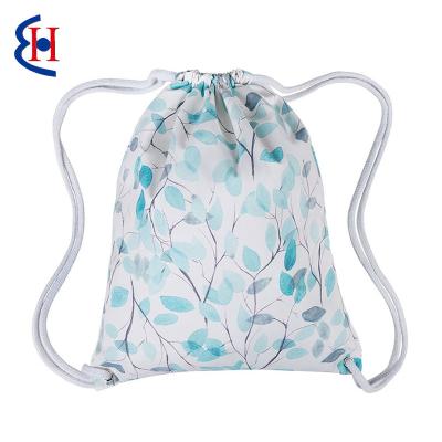 China With USB Hot Selling Premium Custom Logo Design Embossing Printing Portable Polyester Nylon Drawstring Bag Backpack for sale