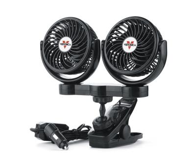 China (Optional) Chrome Or Paint Mini Twin Car Fan With Clip 12v 24v 4 Inch Double Head for sale