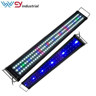 China Ultra-thin Aquarium LED Fish Tank White And Blue Coral Reef Plants Lights With Extendable Brackets for sale