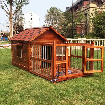 China Breathable Dog Kennel Outdoor Waterproof Solid Wooden Kennel Summer Rainproof Pets for sale