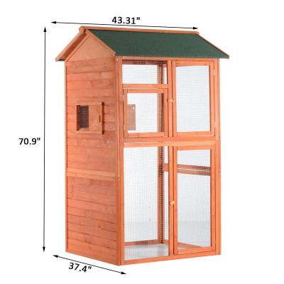 China Low Price Sustainable Garden Outdoor Wooden Bird Cage 2 Door Easy Clean New House for sale