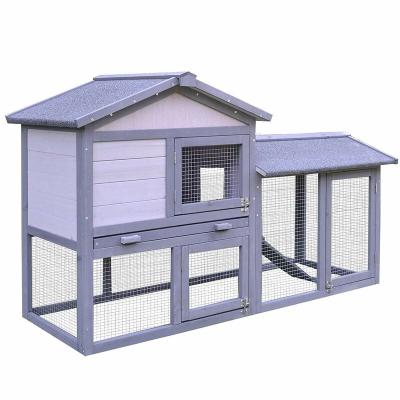 China Windproof Solid Wood Hutch With Ramp 2 Story Hutches Waterproof Pet House for sale