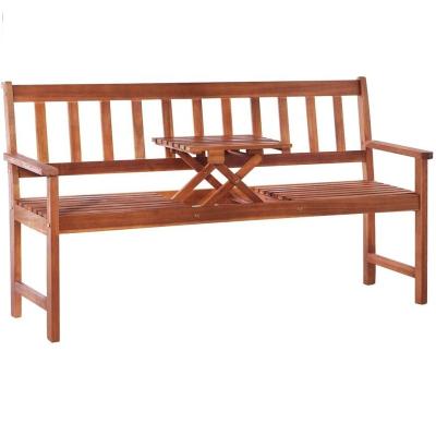 China Garden Set Solid Wood Garden Bench With Automatic Table Outdoor Brown Seat for sale