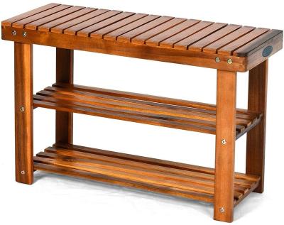 China (Others) Shoe Rack Bench, 3-Tier Organizer, Storage Shelf and Adjustable Seat, Made of Solid Acacia Wood, Wide Application for sale