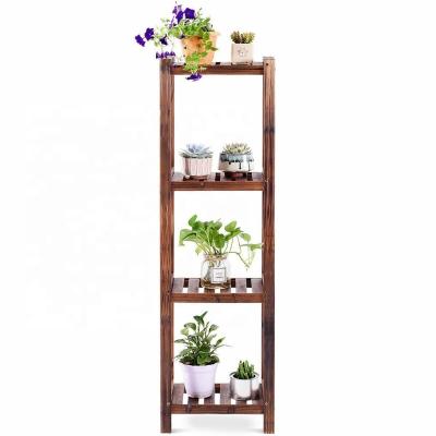 China 4 Tier Breathable Flower Plant Stand Designs Wooden Shelf Rack For Sale for sale