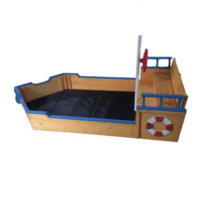 China Large Wooden Children's Pirate Ship Kids Beach Play Set Outdoor Sand Box Wooden Boat for sale