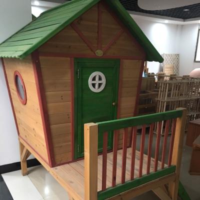 China Easily Assembled High Quality Outdoor Playhouse With Slide Modern Unique Wooden Deluxe Kids Playhouse Outdoor Wooden Playhouse Playhouse for sale