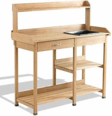 China Garden Set MSH-F013 Wooden Garden Potting Bench Table With Shelves Pull Down Drawer for sale