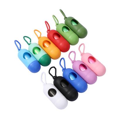 China Viable Pet Bag Dispenser Bullet Shape With Plastic Carabiner 15 Pcs Bags Included for sale