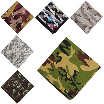 China Custom Color Multifunctional Bandannas Custom Camouflage Fashion Cotton Handkerchief Outdoor 100% Square Sports Headband Scarf for sale