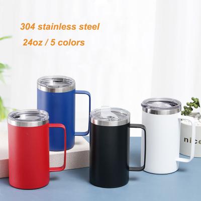 China Durable 24oz Tumbler With Lid 304 Stainless Steel Tumbler Double Wall Cup Vacuum Insulated Travel Coffee Mug Powder Coated Coffee Mug for sale