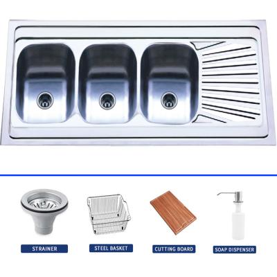 China Single Basin Topmount Kitchen Sink With 3 Faucet Holes for sale