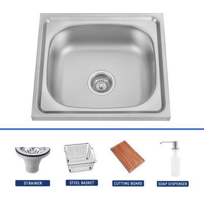 China 304 Stainless Steel Kitchen Sink Polish Finish Undermount Or Topmount Single Bowl Sink for sale