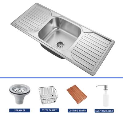 China 20 gauge steel Single Bowl Drop In Kitchen Sink With Drainboard for sale