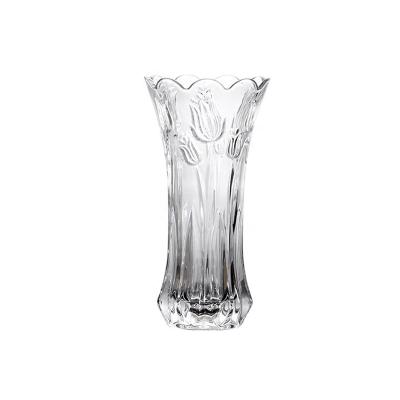 China Eco-Friendly Modern Luxury Large Clear Handmade Glitter Tulip Design Crystal Flower Vase for Wedding Centerpiece Home Decor for sale